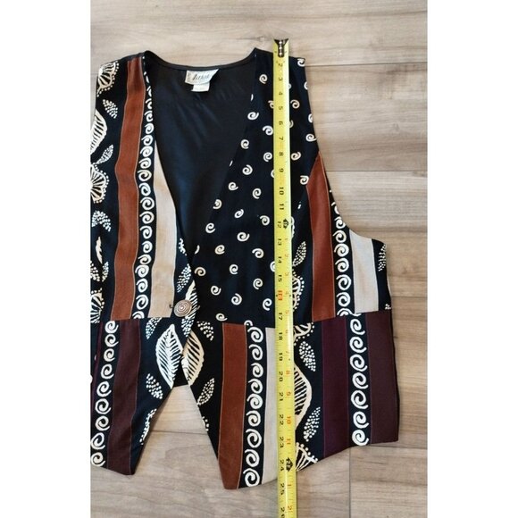 LAJATE Vintage Western Style Multi Media Pattern Buttoned Vest L - Picture 7 of 9